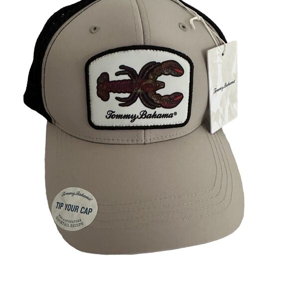 Tommy Bahama Lobster Mesh Back Trucker Hat Gray & Beige Snapback Cap Men's OSFA - Picture 1 of 4